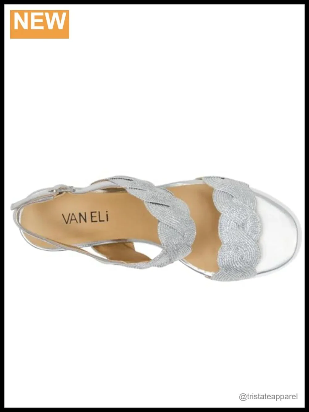 VANELi Womens Lettie Woven Metallic Block Dress Sandals Mid Heel